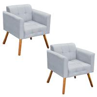 Kit 02 Poltronas Elisa Suede Pés Palito Castanho - 1