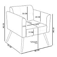 Kit 02 Poltronas Elisa Suede Pés Palito Castanho - 5