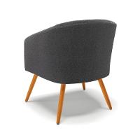 Poltrona Stella Bouclê Grafite Pés Palito Castanho - D'rossi - 7