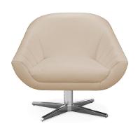 Kit 02 Poltronas Giratória Giovana Corino Bege Base Cromada - 1