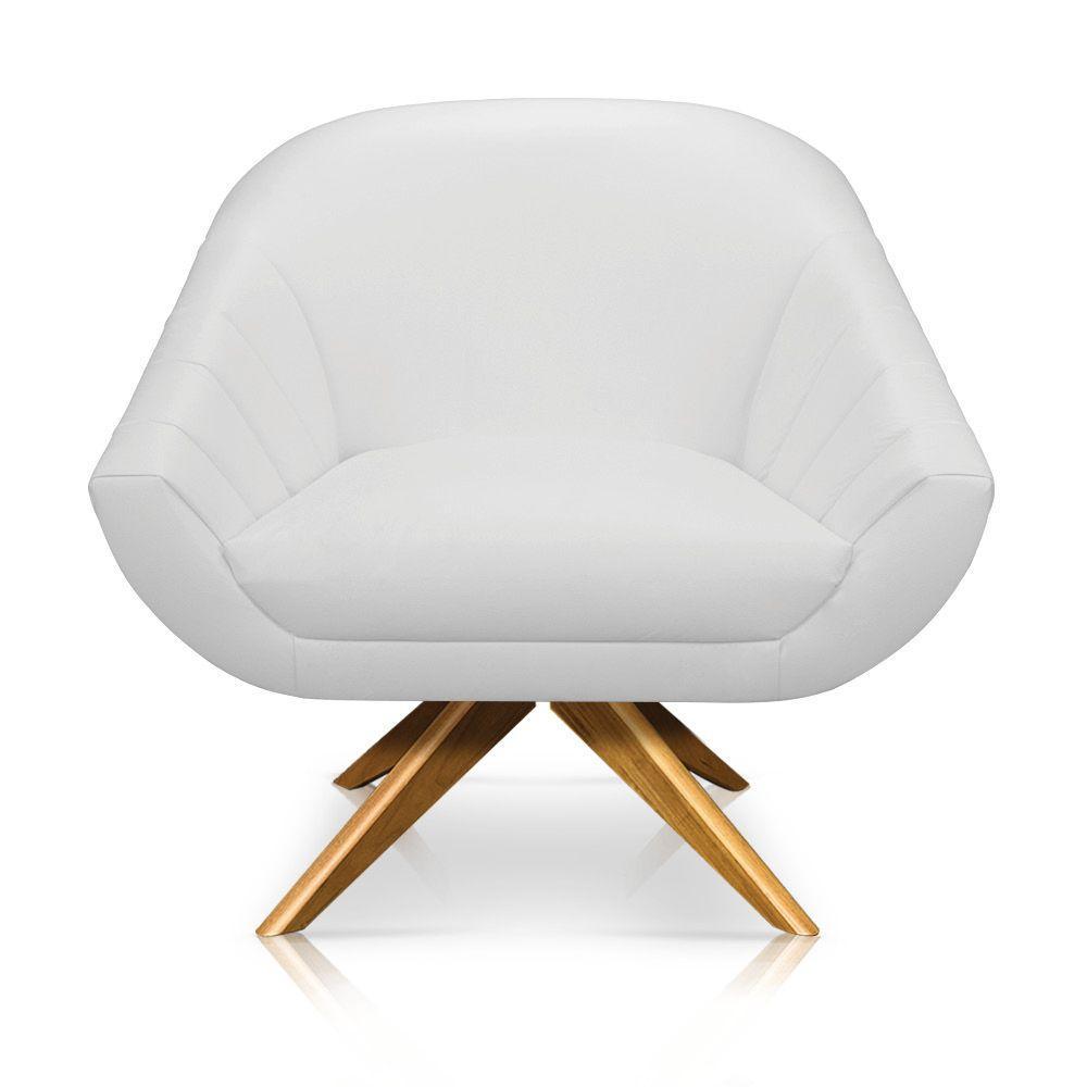 Kit 02 Poltronas Giratória Giovana Base Madeira - 4