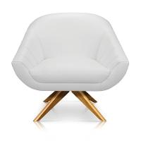 Kit 02 Poltronas Giratória Giovana Base Madeira - 4