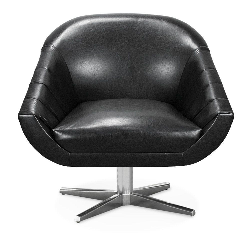 Kit 02 Poltronas Giratória Giovana Corano Preto Base Cromada - 1