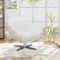 Kit 2 Poltronas Giratória Giovana Corino Branco Base Cromada - 3