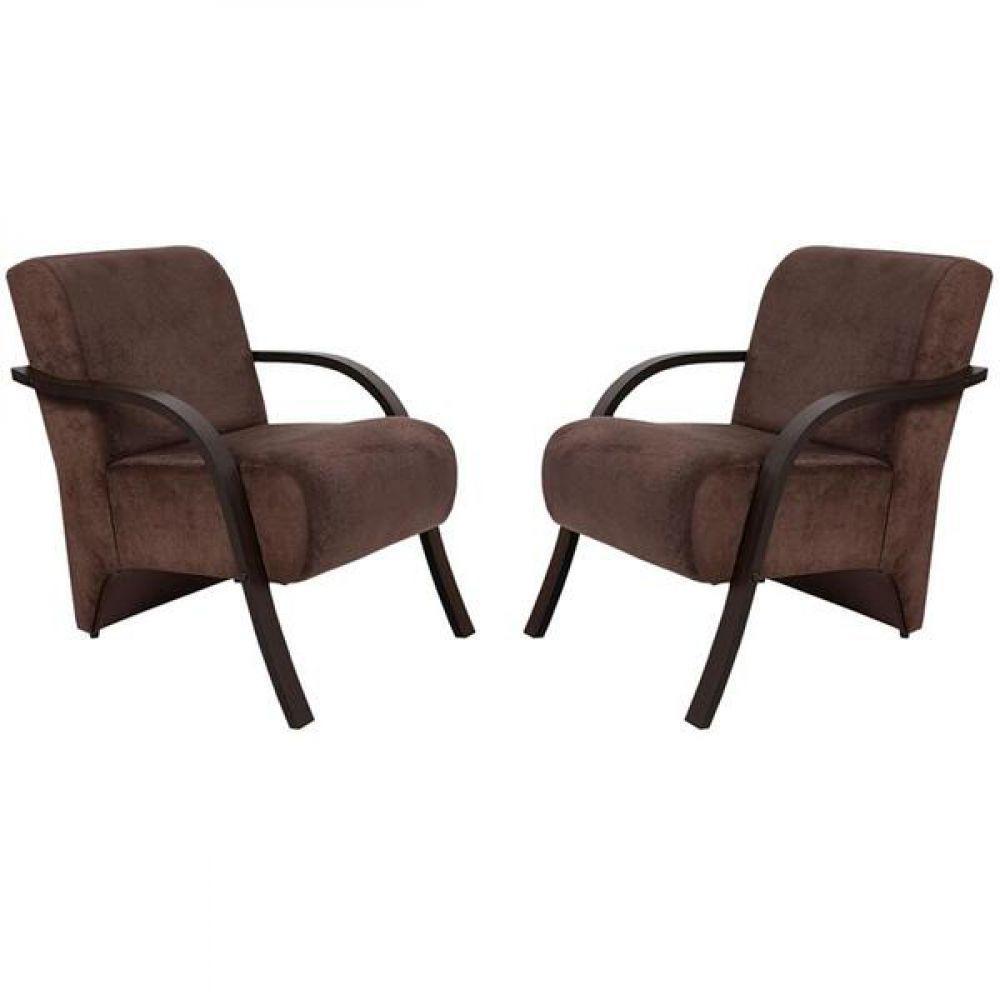 Kit 2 Poltrona Vênus 1 Lugar Pé Madeira D Salla Suede Marrom - 1