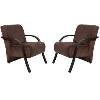 Kit 2 Poltrona Vênus 1 Lugar Pé Madeira D Salla Suede Marrom - 1