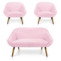 Kit 1 Namoradeira 2 Lugares 2 Poltronas Giovana Pés Palito - 1