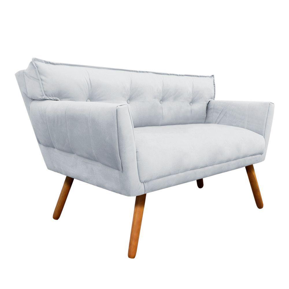 Kit 01 Namoradeira E 02 Poltronas Giratória Suede Base Madeira - 5