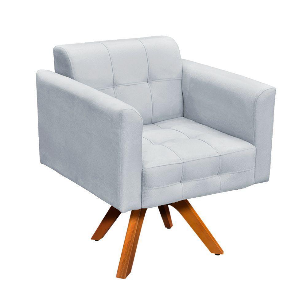 Kit 01 Namoradeira E 02 Poltronas Giratória Suede Base Madeira - 4