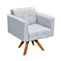 Kit 01 Namoradeira E 02 Poltronas Giratória Suede Base Madeira