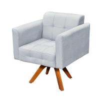 Kit 01 Namoradeira E 02 Poltronas Giratória Suede Base Madeira - 5