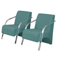 Kit 2 Poltronas Vênus 1 Lugar Pé Alumínio D Salla Turquesa - 1