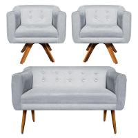 Kit Namoradeira 02 Lugares 02 Poltronas Giratória Julia Strass Base Madeira - 1