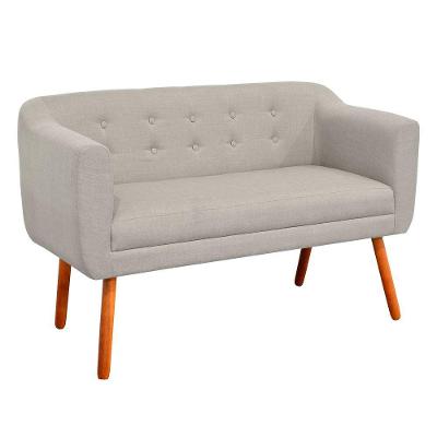 Namoradeira Julia 2 Lugares Linho Bege Pés Palito Castanho