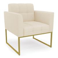 Kit 2 Poltronas Elisa Linho Base Metálica Industrial Dourada - D'rossi Cor A19 Bege - 8