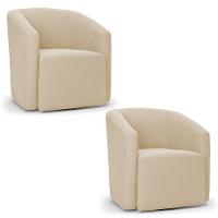 Kit 2 Poltronas Stella Max Suede Bege Base Giratória - D'rossi - 1