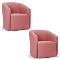 Kit 2 Poltronas Stella Max Suede Base Giratória - D'rossi Cor Rose - 1
