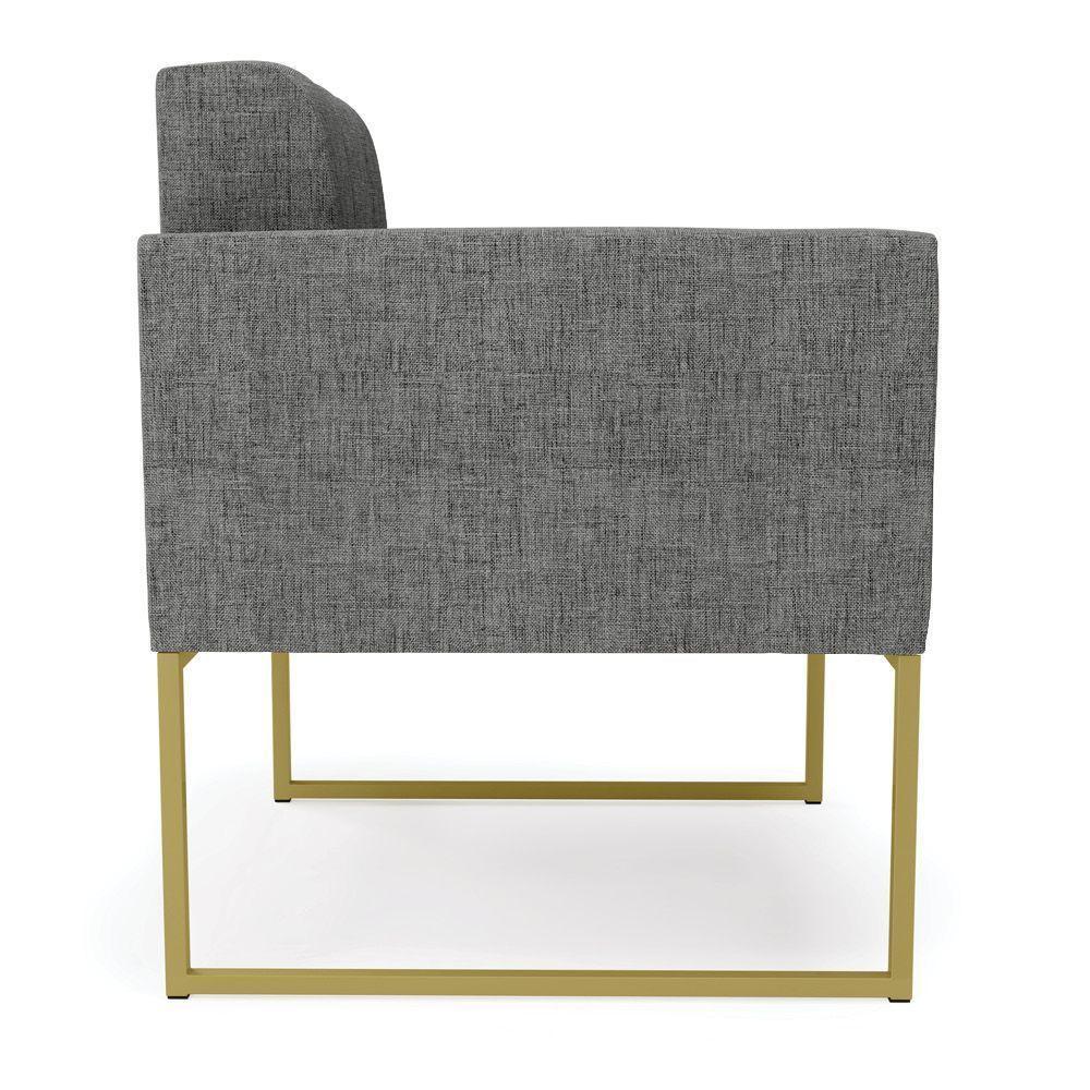 Kit 2 Poltronas Elisa Linho Base Metálica Industrial Dourada - D'rossi Cor A26 Grafite - 8