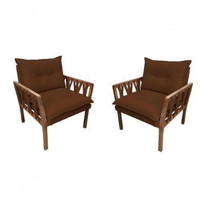 Kit 2 Poltronas Decorativa Luxo Safira Dora Bela Cor 0120
