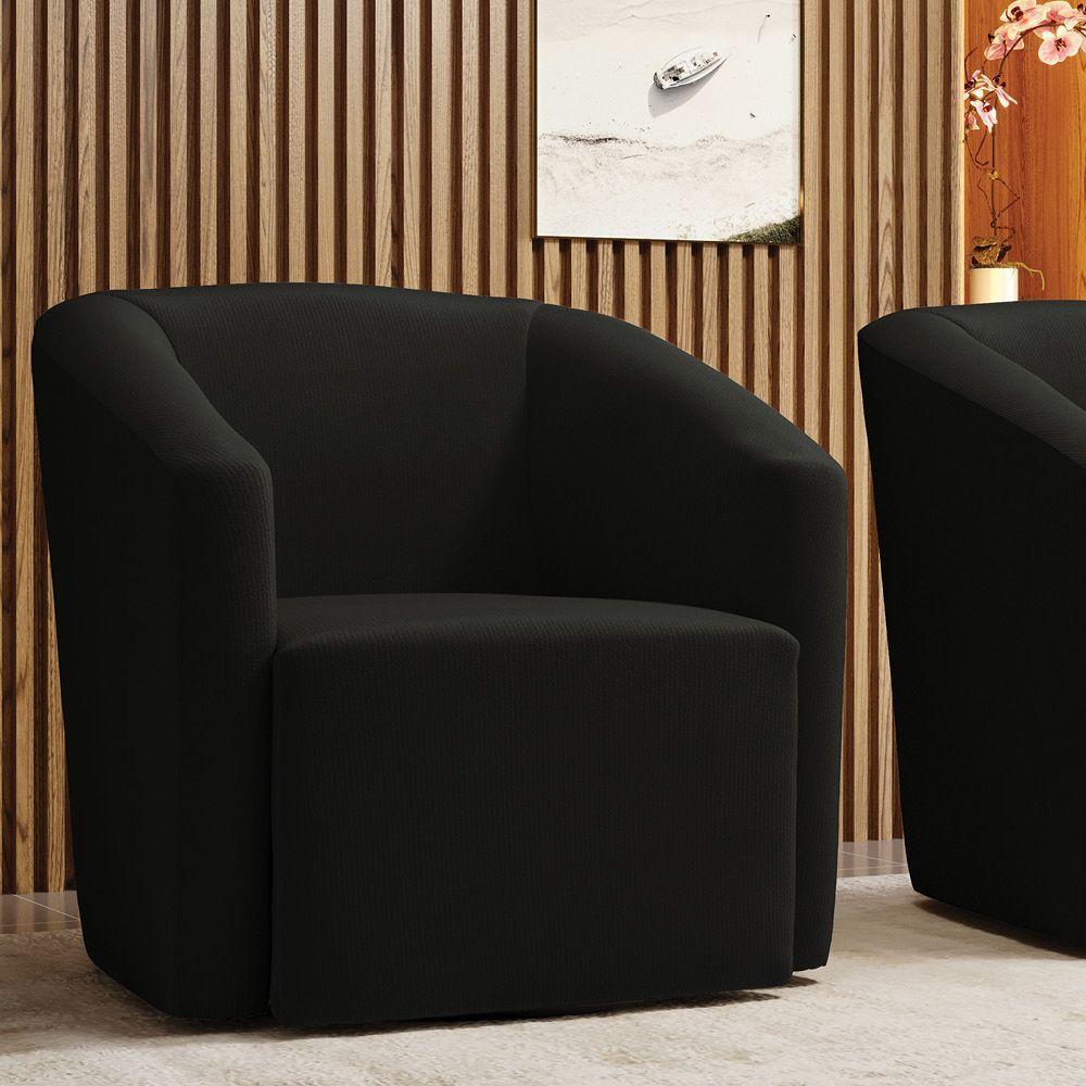 Poltrona Stella Max Suede Base Giratória - D'rossi Cor Preto - 5