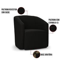 Poltrona Stella Max Suede Base Giratória - D'rossi Cor Preto