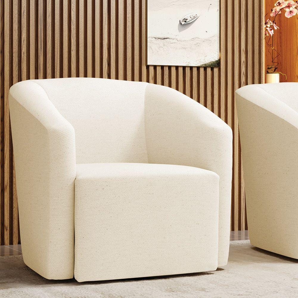 Poltrona Stella Max Linho Bege A19 Base Giratória - D'rossi - 2