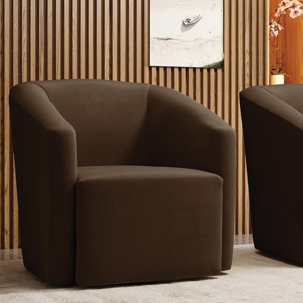 Poltrona Stella Max Suede Base Giratória - D'rossi Cor Marrom - 7