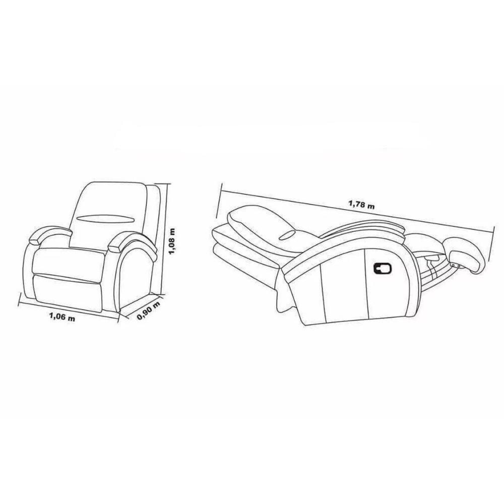 Poltrona Reclinável p/ Sala Buenos Aires Magnum Zero Wall Courano Preto - Probel - 5