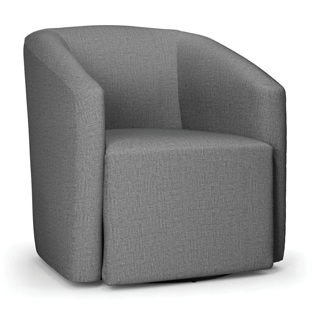 Poltrona Stella Max Linho Grafite A26 Base Giratória - D'rossi - 1