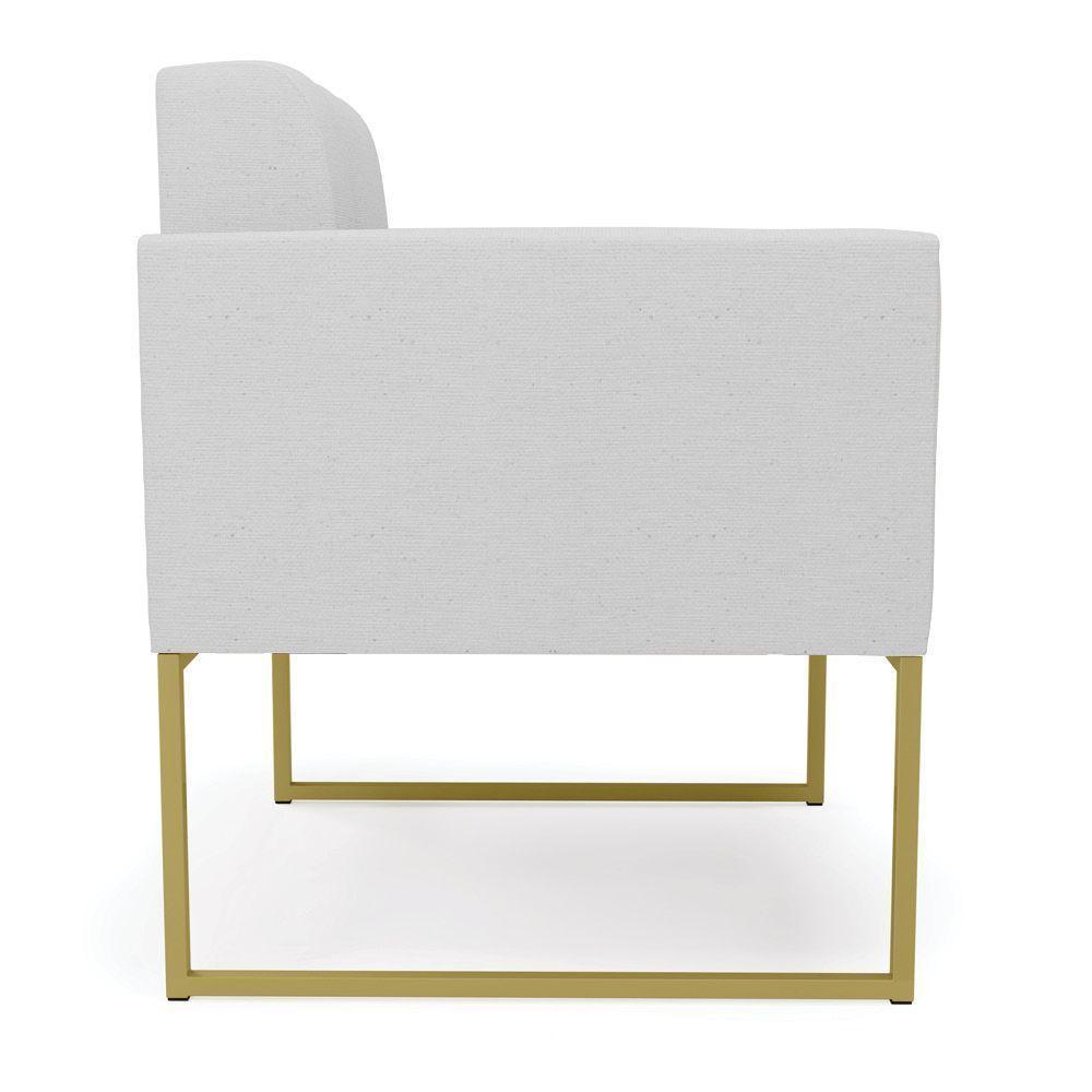 Poltrona Elisa Linho Base Metálica Industrial Dourada - D'rossi Cor A05 Cinza - 3