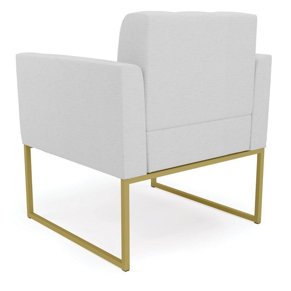 Poltrona Elisa Linho Base Metálica Industrial Dourada - D'rossi Cor A05 Cinza - 4