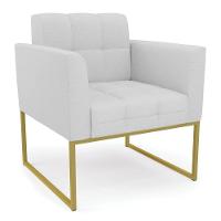 Poltrona Elisa Linho Base Metálica Industrial Dourada - D'rossi Cor A05 Cinza - 1