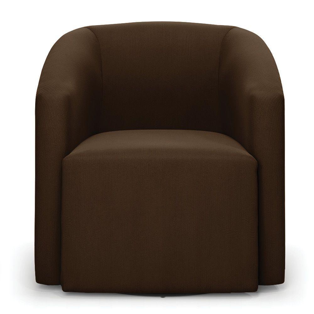 Poltrona Stella Max Suede Marrom Base Giratória - D'rossi - 7