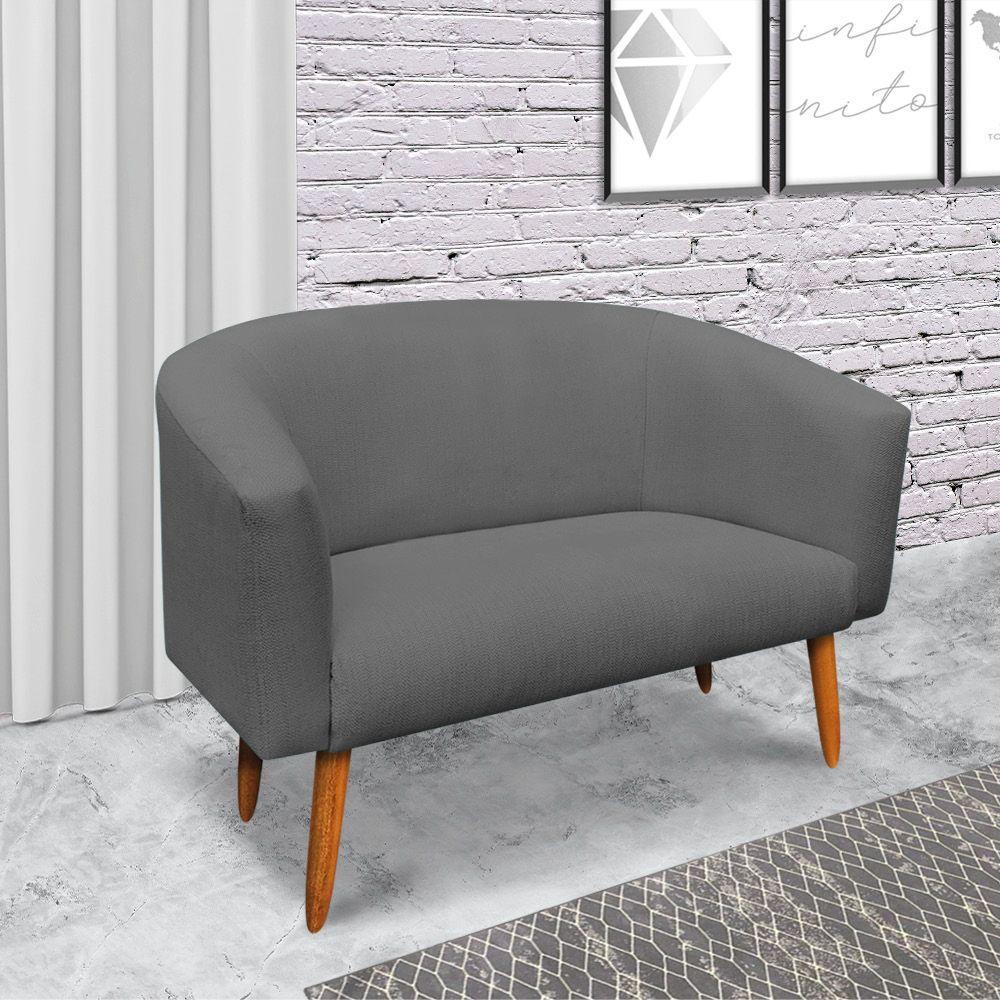 Kit 01 Poltrona e 01 Namoradeira 02 Lugares Linho Grafite - 8