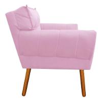 Kit 01 Namoradeira E 02 Poltronas Anitta Suede Pés Palito Castanho D'rossi Cor Rosa Bebê - 5