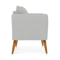 Poltrona Marilia Linho Cinza A05 Pés Palito Castanho - D'rossi