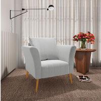 Poltrona Marilia Linho Cinza A05 Pés Palito Castanho - D'rossi - 6