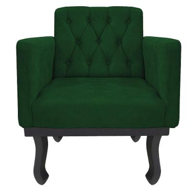 Poltrona Classic Pés Luís Xv Suede Verde
