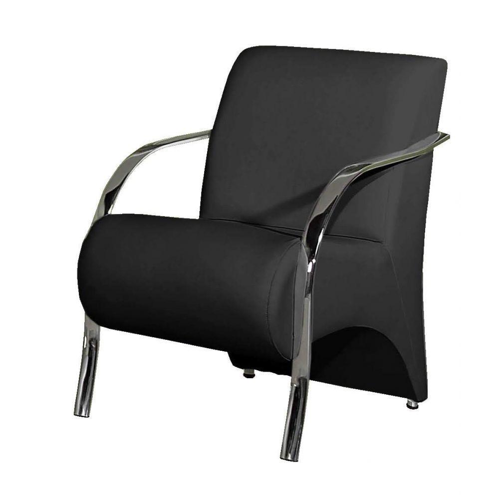 Poltrona Decorativa Stilo Em Material Sintético Preto - 1