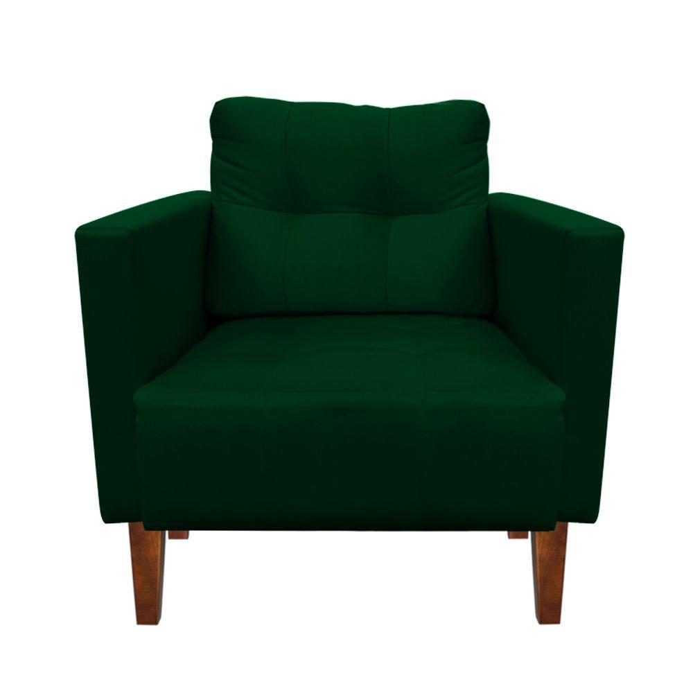 Poltrona Decorativa Lívia Suede Verde Pés Chanfrado D'rossi - 1