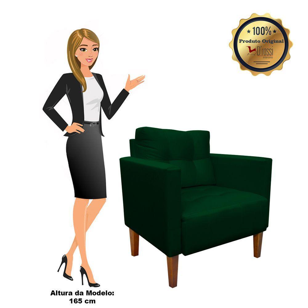 Poltrona Decorativa Lívia Suede Verde Pés Chanfrado D'rossi - 4