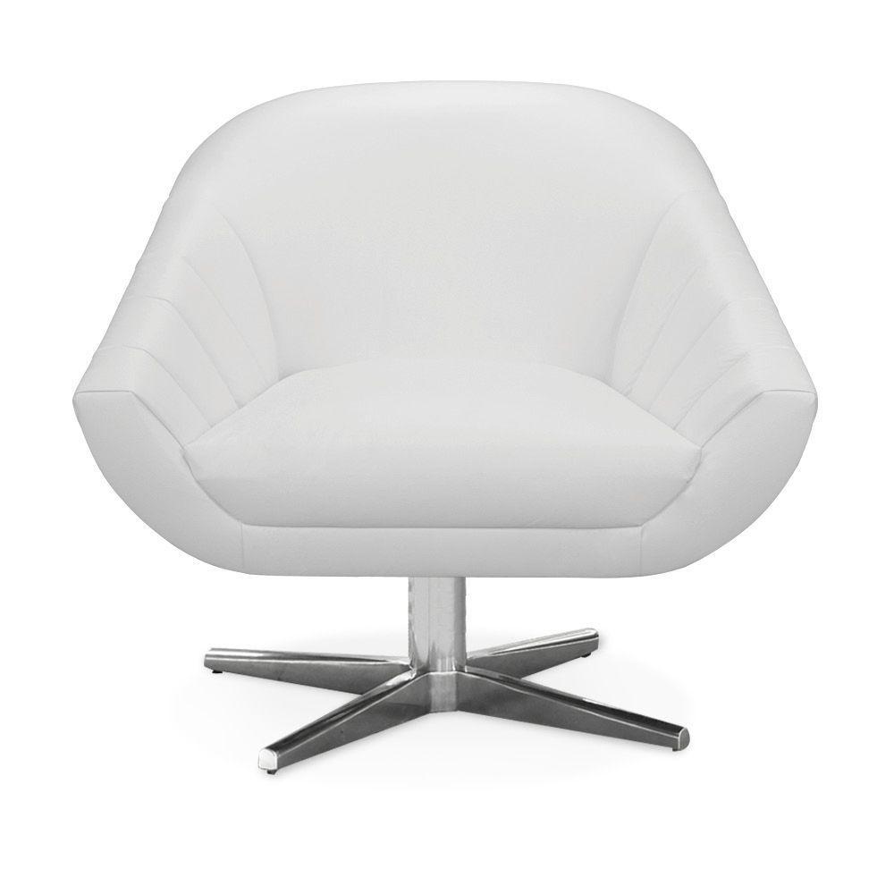 Poltrona Giratória Giovana Corino Branco Base Cromada - 1