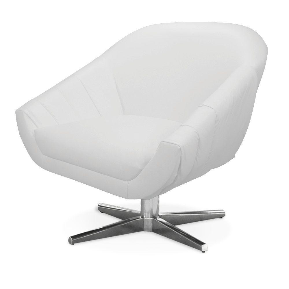 Poltrona Giratória Giovana Corino Branco Base Cromada - 2