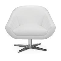 Poltrona Giratória Giovana Corino Branco Base Cromada - 1