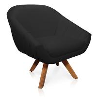 Poltrona Giratória Giovana Corino Preto Base Madeira Mm30 - 2