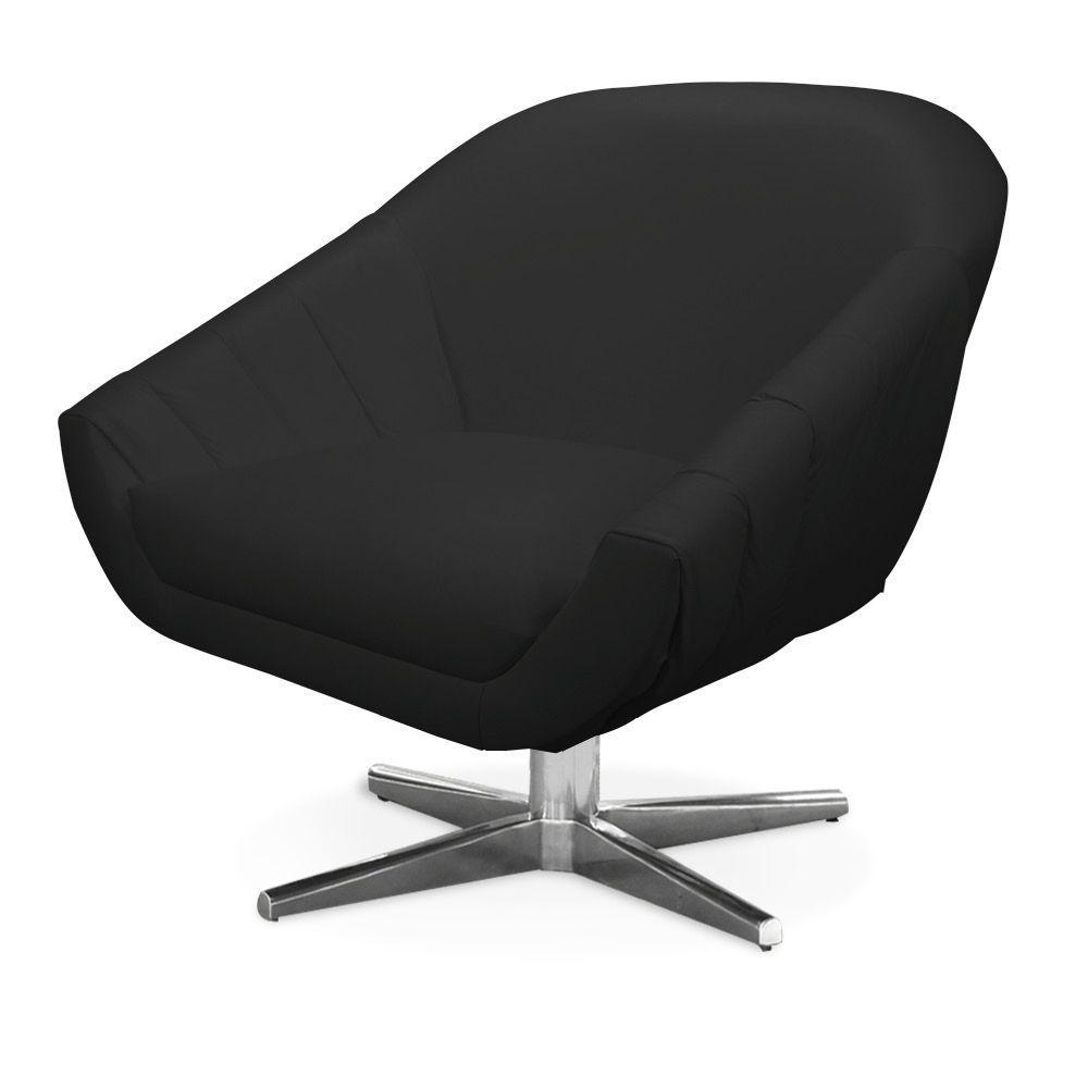 Poltrona Giratória Giovana Corino Preto Base Cromada - 2