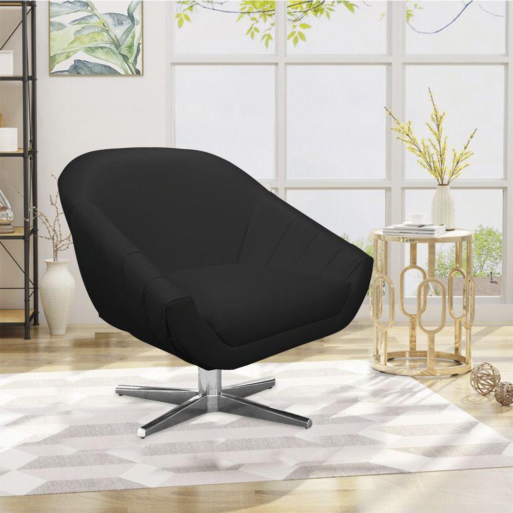 Poltrona Giratória Giovana Corino Preto Base Cromada - 3