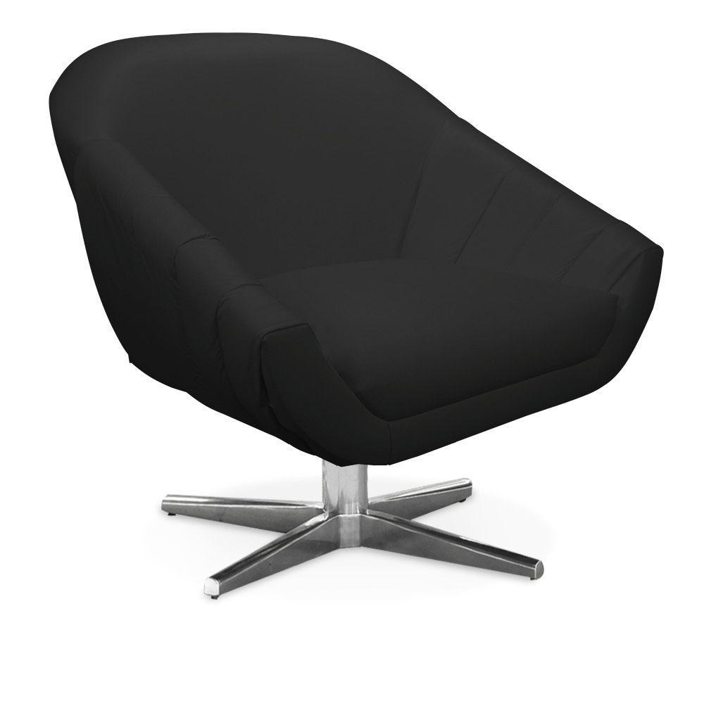 Poltrona Giratória Giovana Corino Preto Base Cromada - 4