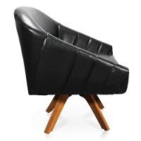 Poltrona Giratória Giovana Corano Preto Base Base Madeira - 3