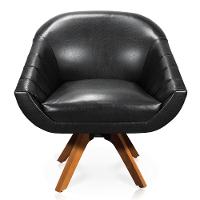 Poltrona Giratória Giovana Corano Preto Base Base Madeira - 4